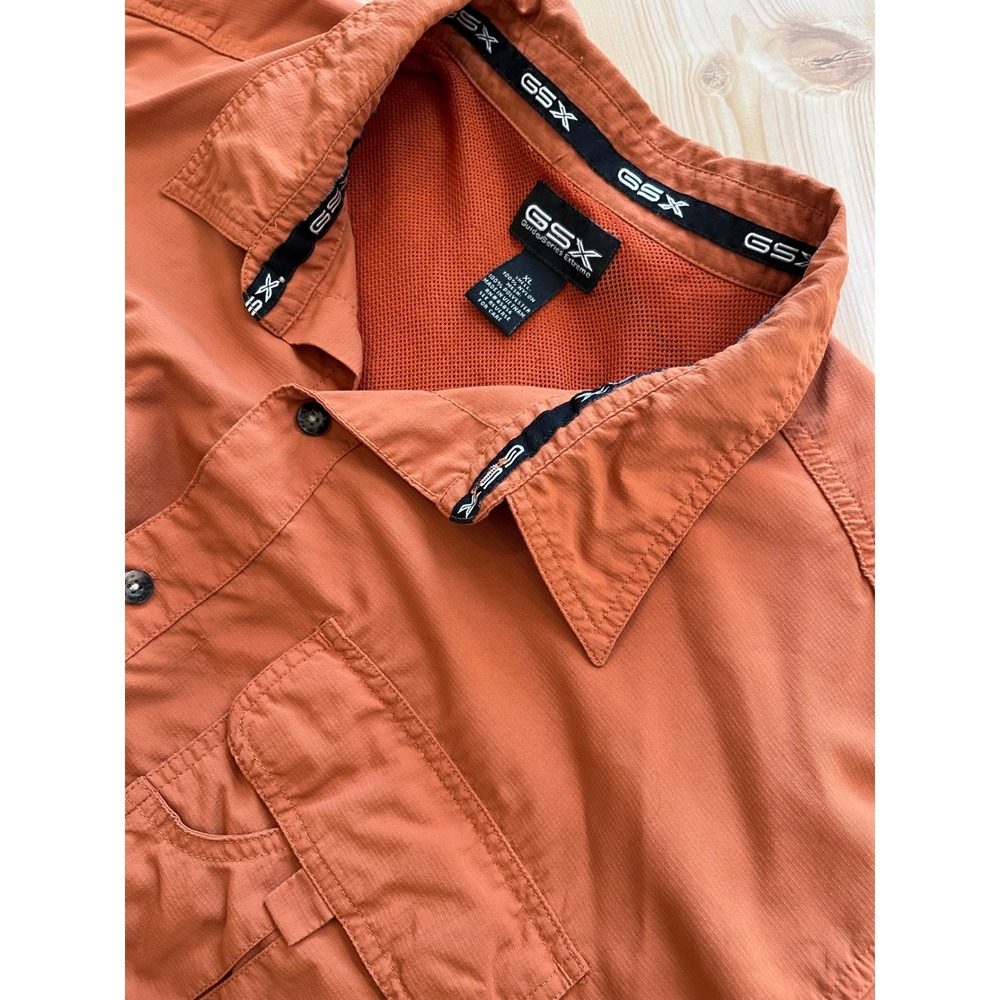 GSX Guide Series Extreme Mens XL Burnt Orange Ripstop Fishing Shirt Long Sleeve